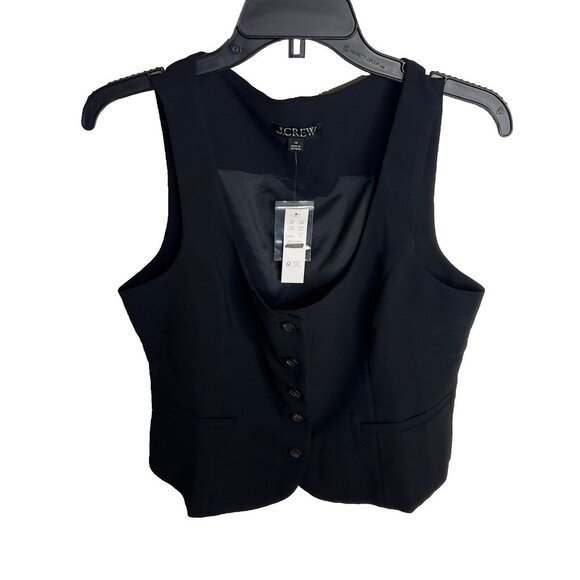 J.Crew Womens Scoopneck Vest in Drapey Crepe Black Size 10 CF359 - Picture 1 of 8